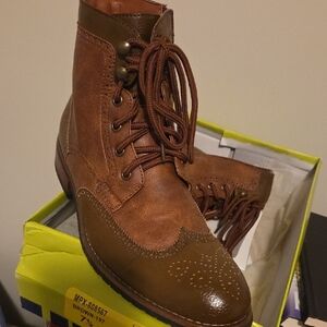Elegant Brown Leather Lace-Up Boots